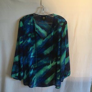 2/$24 Amber Sun  Blue Printed  3/4 Sleeve Blouse